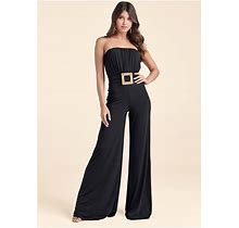 Women's Strapless Belted Jumpsuit - Black, Size M By Venus
