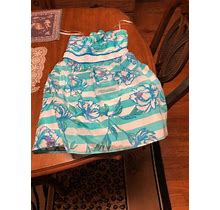 Lilly Pulitzer Strapless Langley Dress Size 2 Beaded Blue Lined