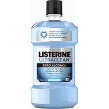 Listerine Ultraclean Zero Alcohol Tartar Control Mouthwash, Oral Rinse To Help Fight Bad Breath And Tartar, For Cleaner, Naturally White Teeth, Less