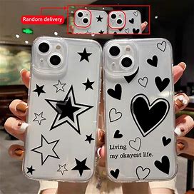 2Pcs Star Series Pattern Clear Phone Case For iPhone 12 13 Pro Max Mini Case Silicone Soft Fall Car Case Cover For iPhone 11 14 Pro,Handpicked,Temu