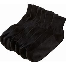 Men's Big & Tall 1/4" Length Cushioned Crew 6 Pack Socks By Kingsize In Black (Size 2XL)