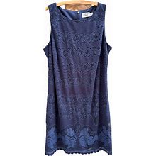 Eliza J Dresses | Eliza J Navy Sleeveless Lace Overlay A-Line Dress 14W | Color: Blue | Size: 14W