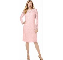 Plus Size Women's Stretch Lace Shift Dress By Jessica London In Soft Blush (Size 12)