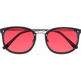 Transparent Gray Grandpa Oversized Butterfly Tinted Sunglasses With Red Sunwear Lenses