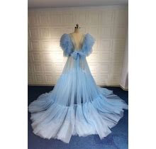 Maternity Bridal Photoshoot Robe Dress Tulle Ruffle Customized