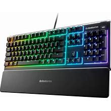 Steelseries Apex 3 RGB Gaming Keyboard A€" 10-Zone RGB Illumination A€" IP32 Water Resistant A€" Premium Magnetic Wrist Rest (Whisper Quiet Gaming Switch)