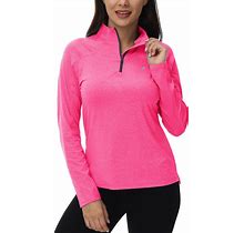 BGOWATU Women's UPF 50+ Sun Protection Shirt Golf Polo T-Shirt Quarter Zip Pullover Long Sleeve Rash Guard
