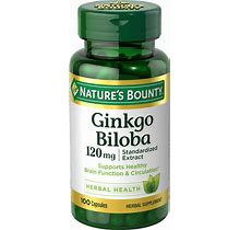 Natures Bounty Ginkgo Biloba Standardized Extract 120Mg Capsules, Herbal Supplement, 100 Ea