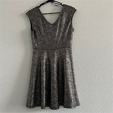One Clothing Los Angeles Dress Small Fit And Flare Silver Glittery