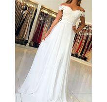2024 White Prom Dress Long Off-The-Shoulder Sleeveless A-Line Chiffon