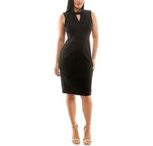 Women's Nina Leonard Keyhole Sheath Dress, Size: Large, Black