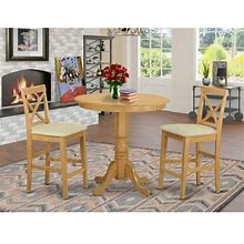 East West Furniture Light Jackson 3-Piece Wood Pub Table And Dining Chair Set In Oak Size 3