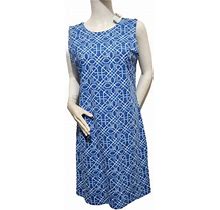J.Mclaughlin Sophia Women's Dress Blue White Printed Sleeveless Size