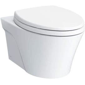 AP 2-Piece 0.9 And 1.28 GPF Dual Flush Wall-Hung Elongated Toilet And Duofit In-Wall Tank System In White, Seat Included