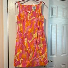 Lilly Pulitzer Dresses | Euc Lilly Pulitzer White Label Bella Shift Dress Giraffe Sz 10 Classic Style | Color: Orange/Pink | Size: 10