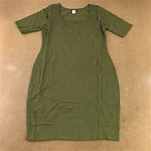 Venus Womens Mini Sheath Dress Green Square Neck Short Sleeve Pullover