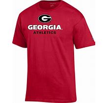 Georgia Champion T Shirt UGA Athletics - Stacked | Scarlet Red | Medium