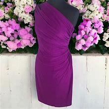 American Living Dress Fuchsia One Shoulder Ruched Knee Length Dress Size 6 - Women | Color: Purple | Size: S