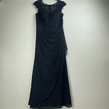 Emma Street Dresses | Emma Street Dress Women's Sz 6 Maxi Sheath A-Line Pleated Side Lined Blue | Color: Blue | Size: 6
