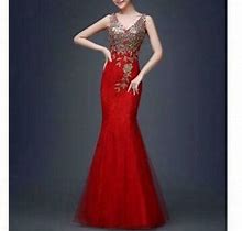 Women's Lace Mermaid Long Dress Formal Evening Party Gown Slim Fit