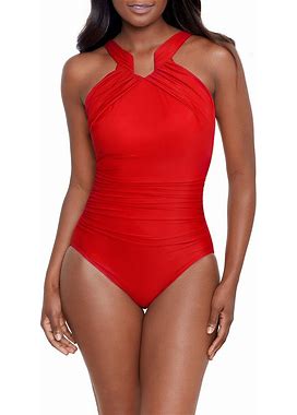 Miraclesuit Rock Solid Aphrodite One Piece Swimsuit, Womens, 10, Cayenne Red
