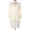 Danny & Nicole Casual Dress Collared Long Sleeve: Ivory Dresses - Women's Size 6