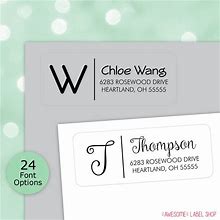Monogram Address Labels PRINTED, Personal Address Labels, Return Address Labels Stickers, Clear Address Labels, 24 Fonts To Choose From