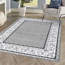 JONATHAN Y MDP504D-3 Acanthus French Border Indoor Area-Rug Bohemian Vintage Easy-Cleaning Bedroom Kitchen Living Room Non Shedding, 3 X 5, Gray