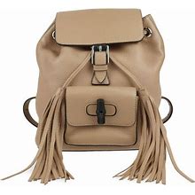 Gucci Bamboo Beige Leather Backpack Bag Authentic
