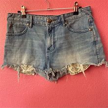 Free People Shorts | Free People Jean Denim Blue Shorts Size 27 Distressed | Color: Blue | Size: 27