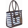 Bulldog Concealed Carry Tote Zippered Purse W/Holster In Navy Stripe BDP050