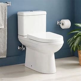 Signature Hardware 948436-12 Milazzo 1.28 GPF Two Piece Elongated Skirted Chair Height Toilet - Seat Included White Toilets And Bidets Toilets