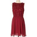 Max Studio Mssp Womens Dress Red Textured Sleeveless Formal Floral