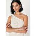 Ivory Crochet Lace One-Shoulder Mini Dress | Womens | X-Large (Available In M, L) | 100% Cotton | Lulus