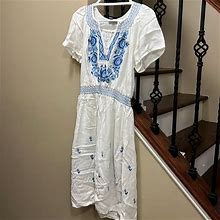Made For Impulse Dresses | Impulse Women's White Embroidered Dress | Color: Blue/White | Size: M