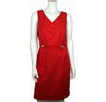Summer Dress For Women TAHARI Size 10 V-Neck Lined Knee High 10 Empire Coral Red