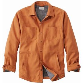 L.L.Bean | Men's Katahdin Performance Flannel Shirt-Jacket, Hi-Pile Fleece-Lined Solid Adobe Small, Wool Flannel