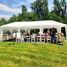 Fdvv 10'X30' White Outdoor Shelter Pavilion 8 Removable Walls-8 Canopy Wedding Party Tent Waterproof Camping Gazebo BBQ,White, NO Returns FOR This Ite