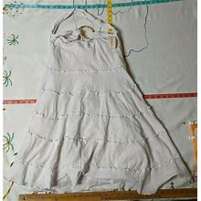 Women's Petite Medium Dress Barn Cotton Ruffle Dress - Pinkish White