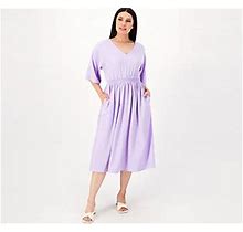 Girl With Curves Texutred Woven Petite Caftandress, Size Petite 4X, Lavender