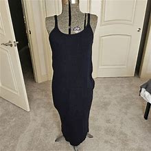 Vince Dresses | Vince Rib Knit Midi Tank Dress L Navy Blue | Color: Blue | Size: L