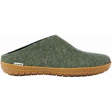 L.L.Bean | Adults' Glerups Wool Slippers, Open Heel Rubber Outsoles Forest 44 M, Rubber/Wool