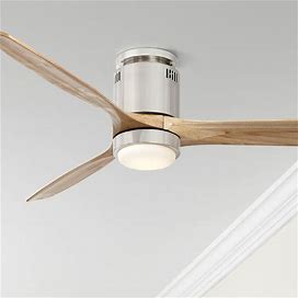 52" Windspun Brushed Nickel LED DC Hugger Ceiling Fan With Remote - Style 57J97