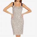 Adrianna Papell Dresses | Nwt Adrianna Papell Sequin Hand-Beaded Midi Sheath Dress | Color: Gray/Silver | Size: 0
