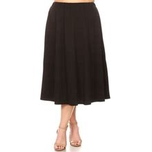 Moa Collection Women's Plus Size Solid Midi Skirt