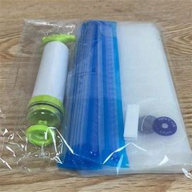 1 Set Vacuum Food Preservation Bag With Pump And Sealer Clips, Refrigerator Storage Bag, Hand Drawn Vacuum Zipper Ziplock Bag,Temu