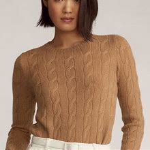 Ralph Lauren Cable-Knit Cashmere Sweater - Size XL In Lux Camel
