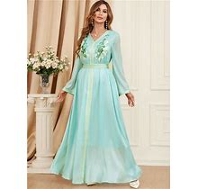 Dubai Women Kaftan Abaya Embroidery Maxi Dress Evening Muslim Dress