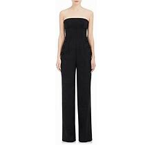 NWT Alberta Ferretti Black Wool Strapless Tuxedo Jumpsuit Size 42/US 6 $1,990