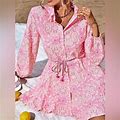 Collared Button Down Dress Size Large | Color: Pink | Size: L